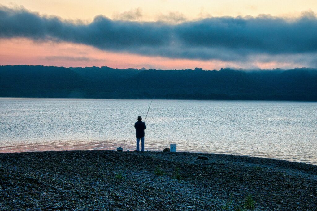 Man Fishing In The Midwest